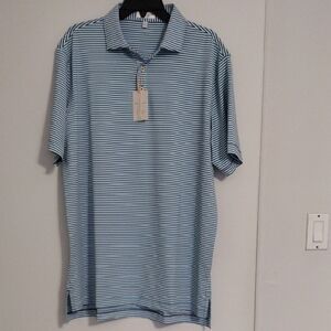 Peter Millar Light Blue Striped Polo Shirt